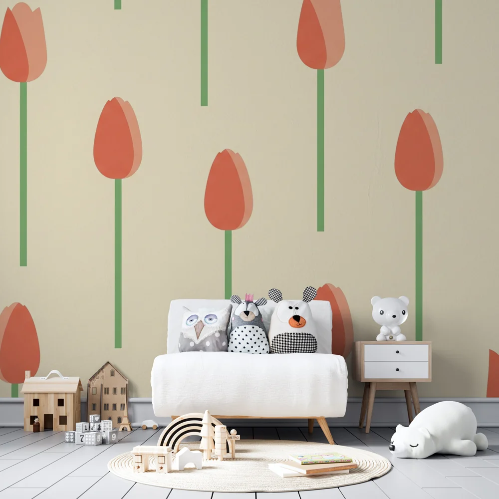 Nursery room wallpaper | Gyengéd és pasztell tulipánok