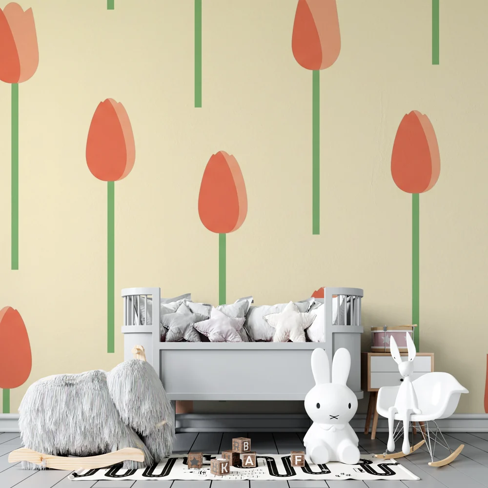 Nursery room wallpaper | Gyengéd és pasztell tulipánok