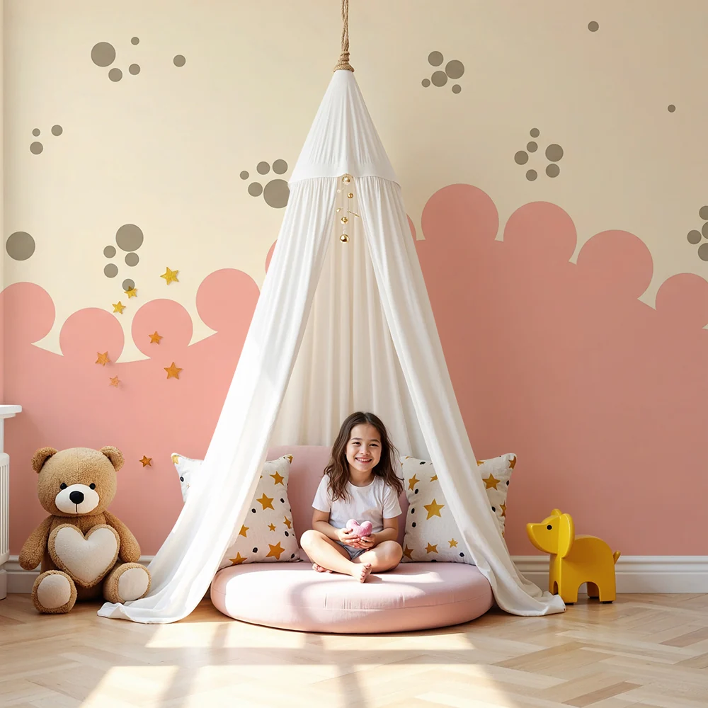 Nursery room wallpaper | Gyengéd pasztellszínű hullámok játékos motívumokkal
