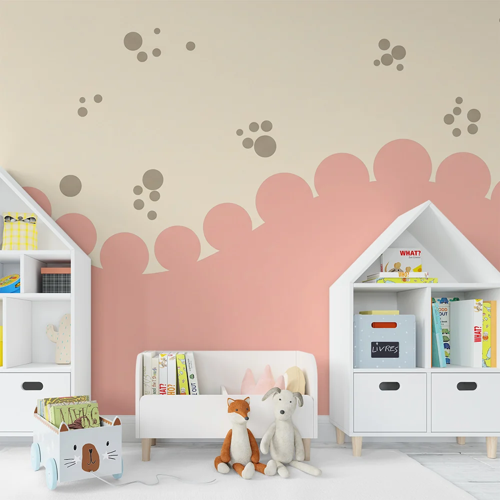Nursery room wallpaper | Gyengéd pasztellszínű hullámok játékos motívumokkal