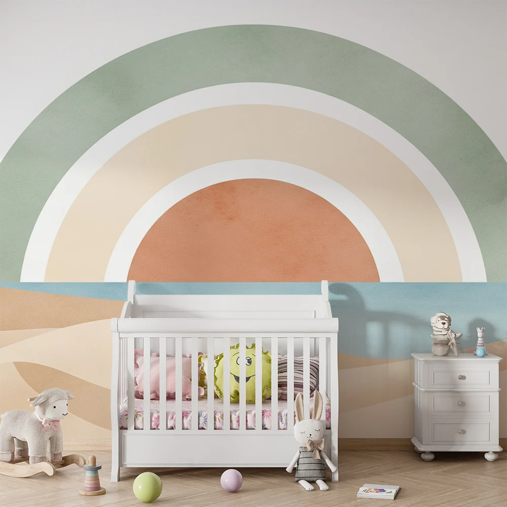 Nursery room wallpaper | Gyengéd szivárvány homokdűne tájképen