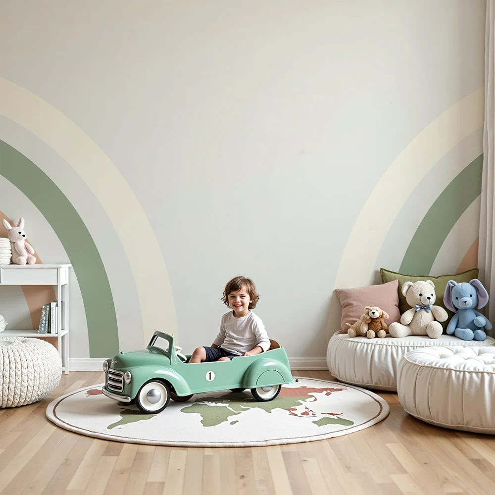 Nursery room wallpaper | Gyengéd szivárványok pasztell színekben