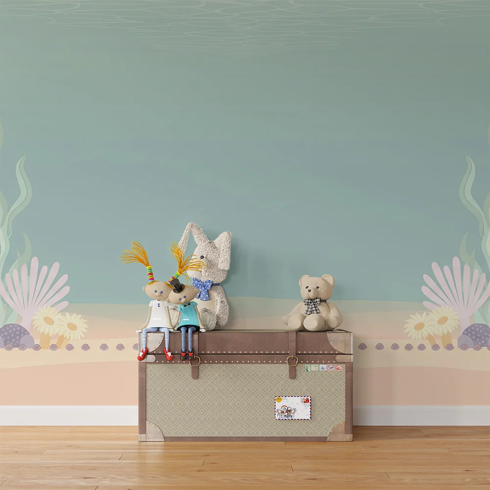 Nursery room wallpaper | Gyengéd tengeri világ korallal és színes algákkal