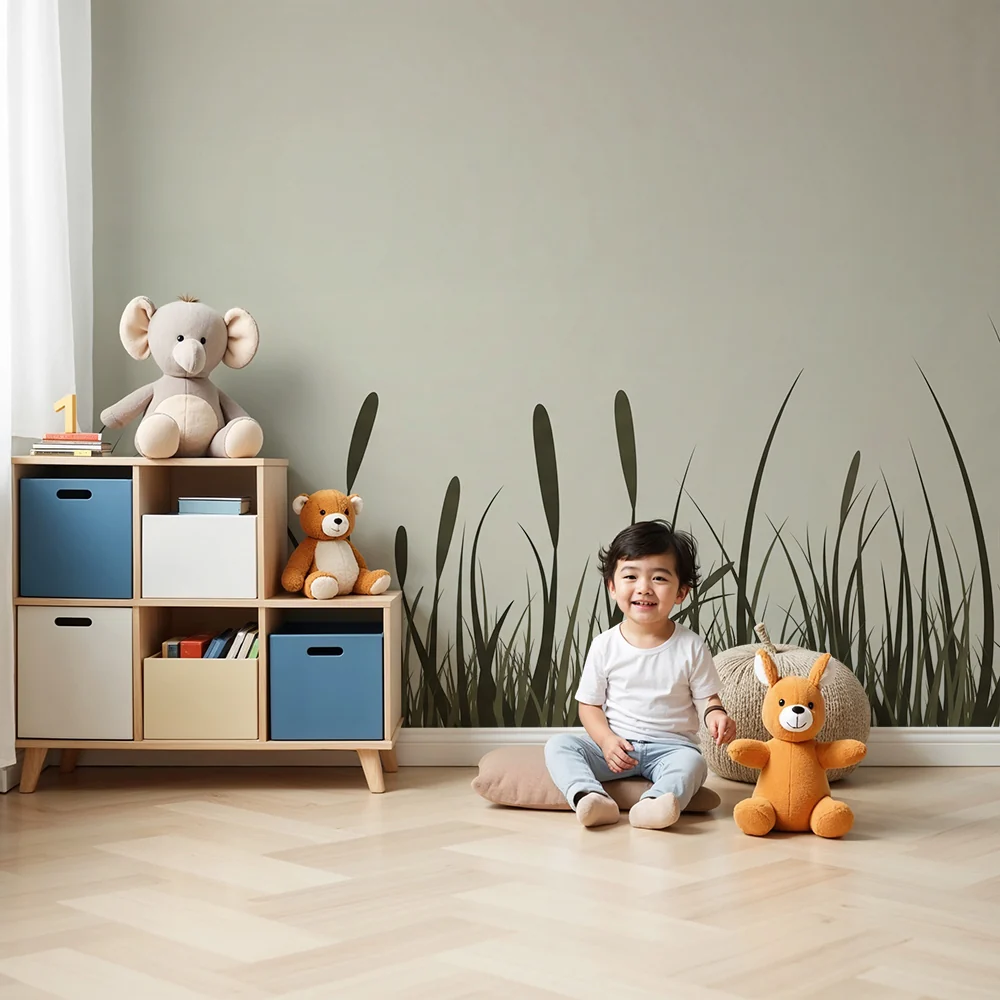 Nursery room wallpaper | Gyengédség fű illata és természetes árnyalatai