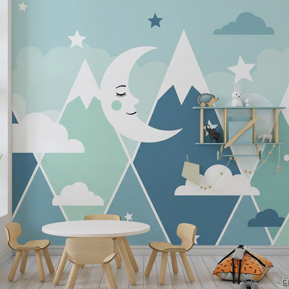 Nursery room wallpaper | Hegyek és csillagos ég