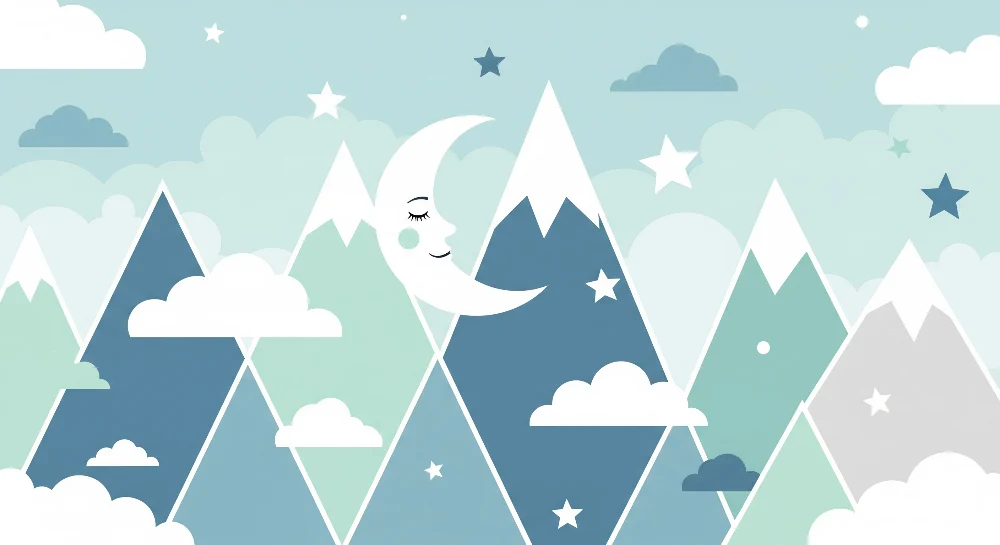 Nursery room wallpaper | Hegyek és csillagos ég