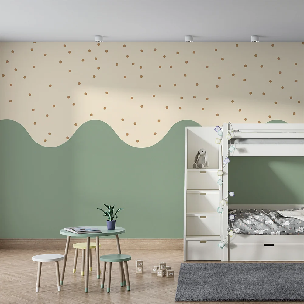 Nursery room wallpaper | Hullámzó minták és puha pöttyök pasztell árnyalatokban