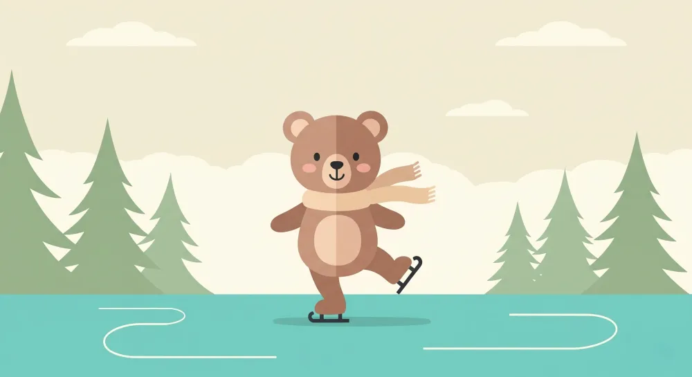 Nursery room wallpaper | Ice-skating bear
