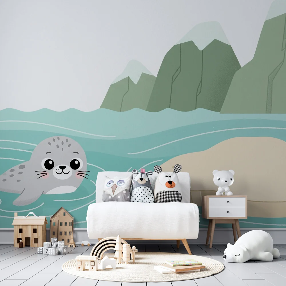 Nursery room wallpaper | Játékos fóka az óceánban