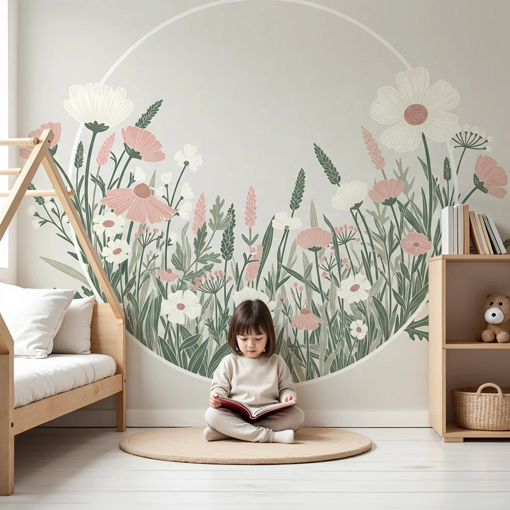 Nursery room wallpaper | Lágy háttérű finom virágcsokor