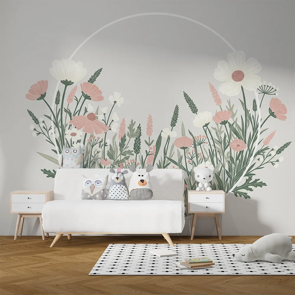 Nursery room wallpaper | Lágy háttérű finom virágcsokor