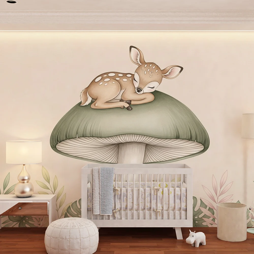 Nursery room wallpaper | Álmos őz egy gombán