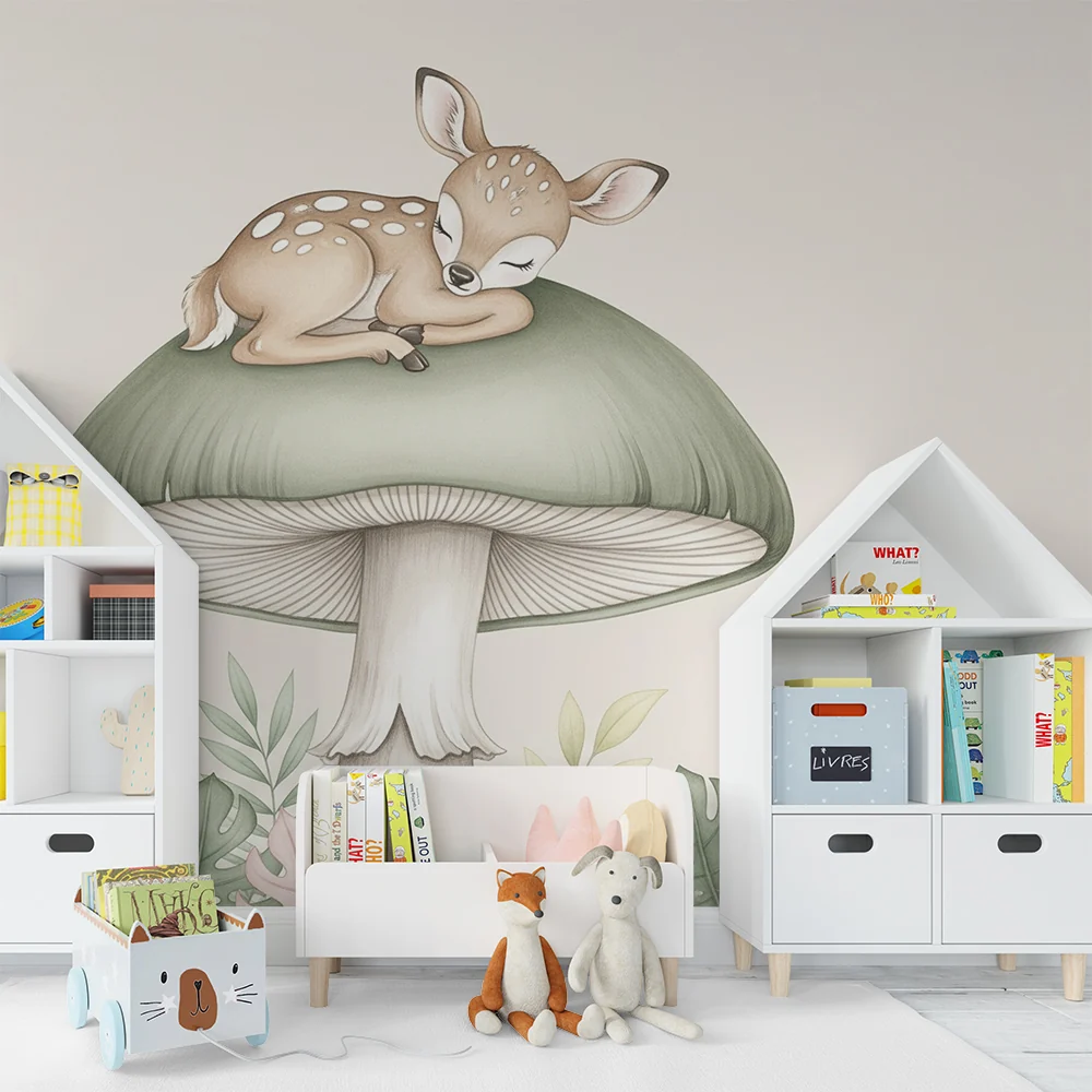 Nursery room wallpaper | Álmos őz egy gombán