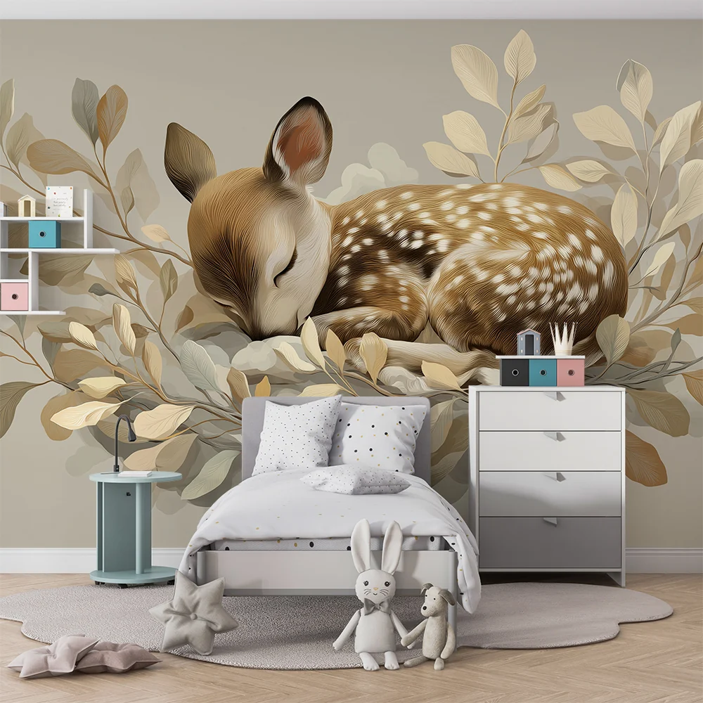 Nursery room wallpaper | Álmos fawn puha lombozatban