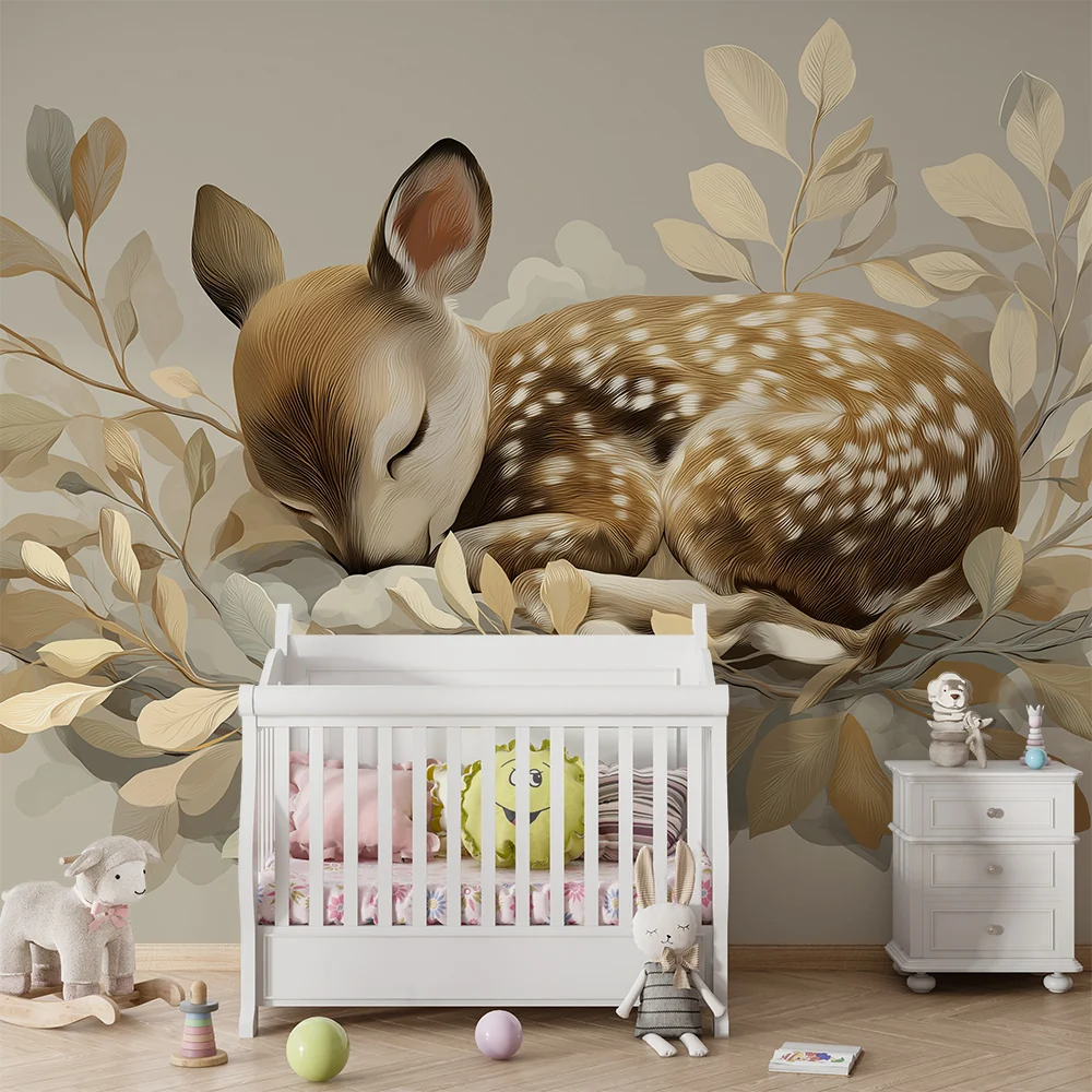Nursery room wallpaper | Álmos fawn puha lombozatban