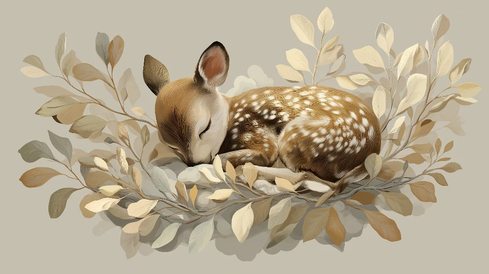 Nursery room wallpaper | Álmos fawn puha lombozatban