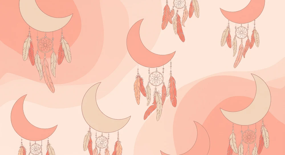 Nursery room wallpaper | Lunes and dreamcatchers soft pink tones