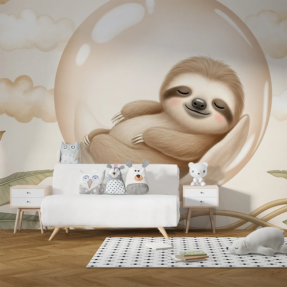 Nursery room wallpaper | Lusta alszik egy buborékban