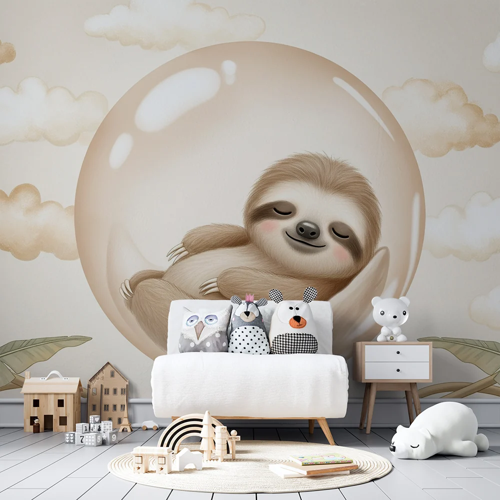 Nursery room wallpaper | Lusta alszik egy buborékban