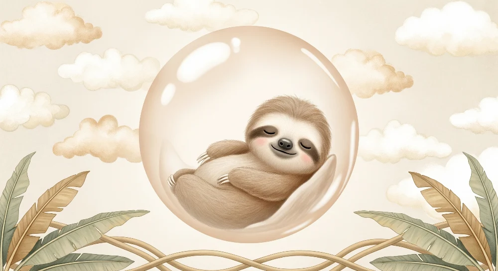 Nursery room wallpaper | Lusta alszik egy buborékban