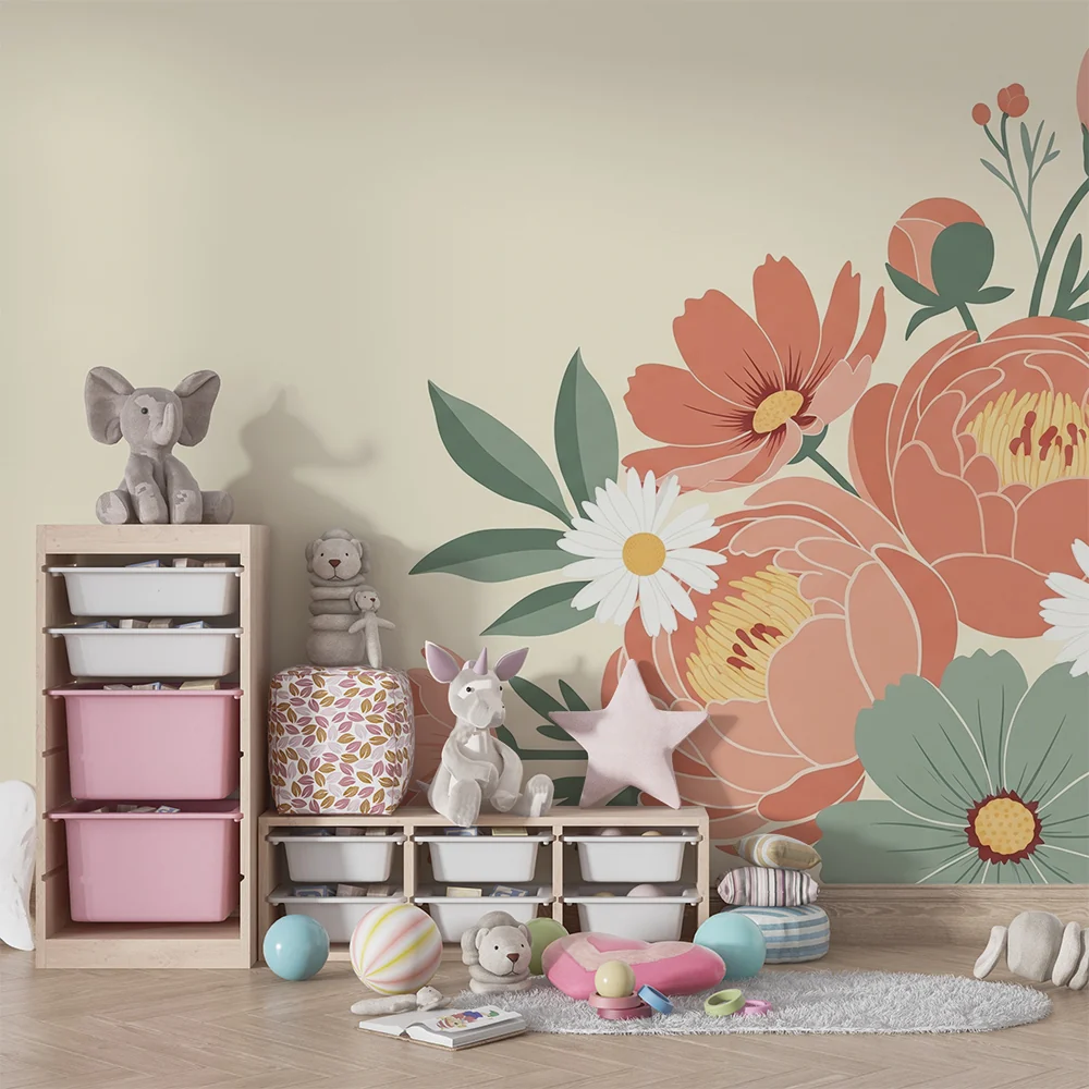 Nursery room wallpaper | Nagy virágcsokor