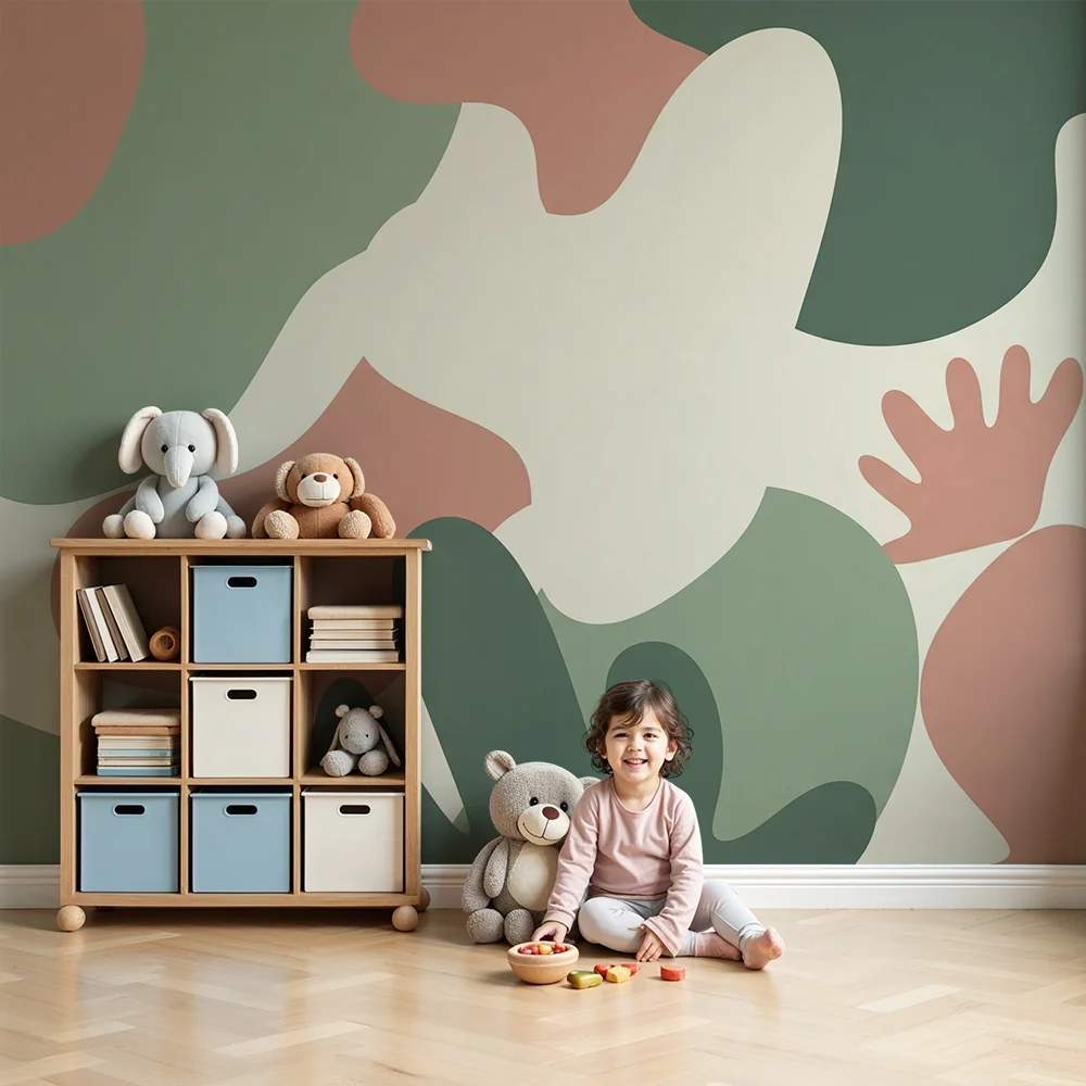 Nursery room wallpaper | Organic patterns soft and soothing shades
