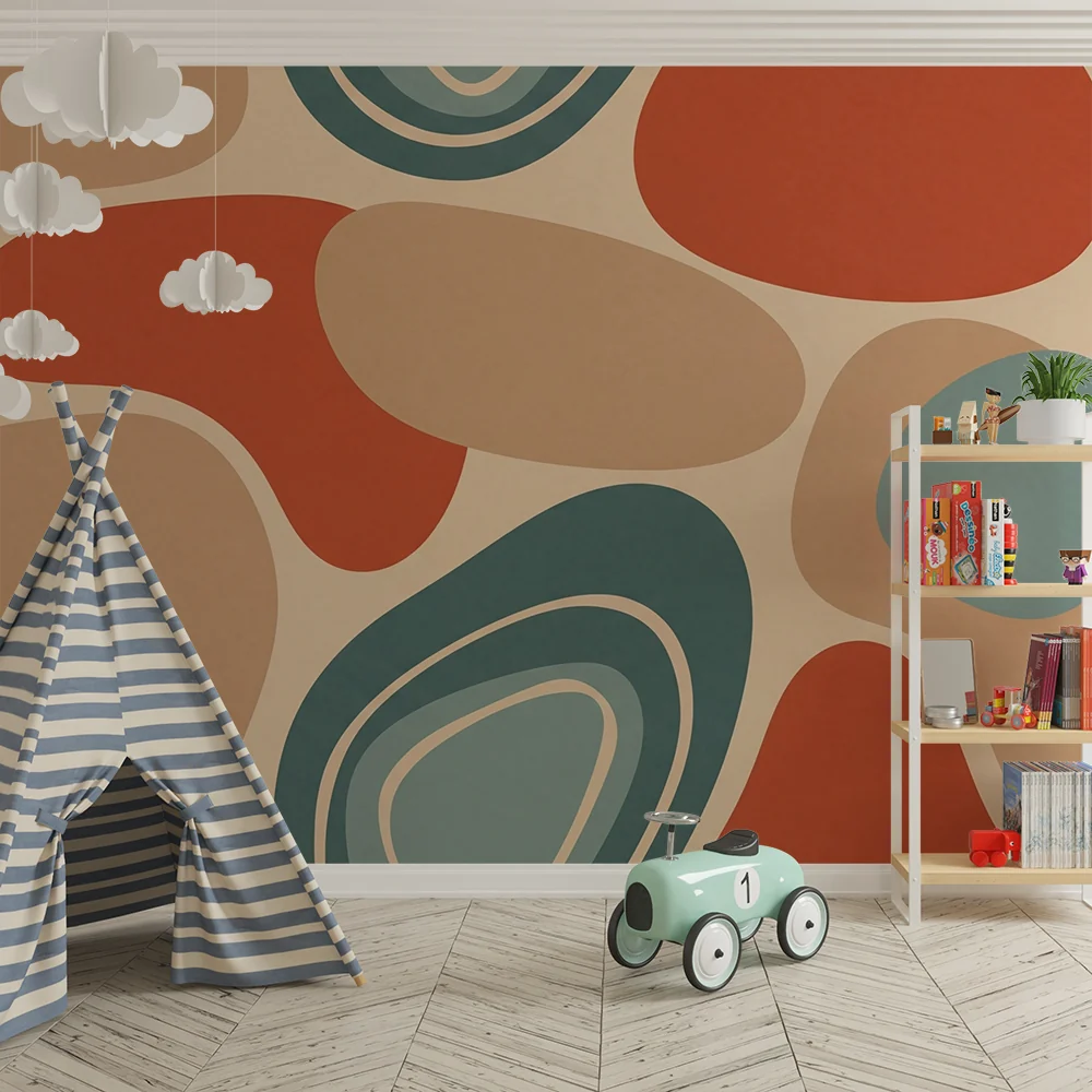 Nursery room wallpaper | Organikus minták puha és meleg árnyalatokban