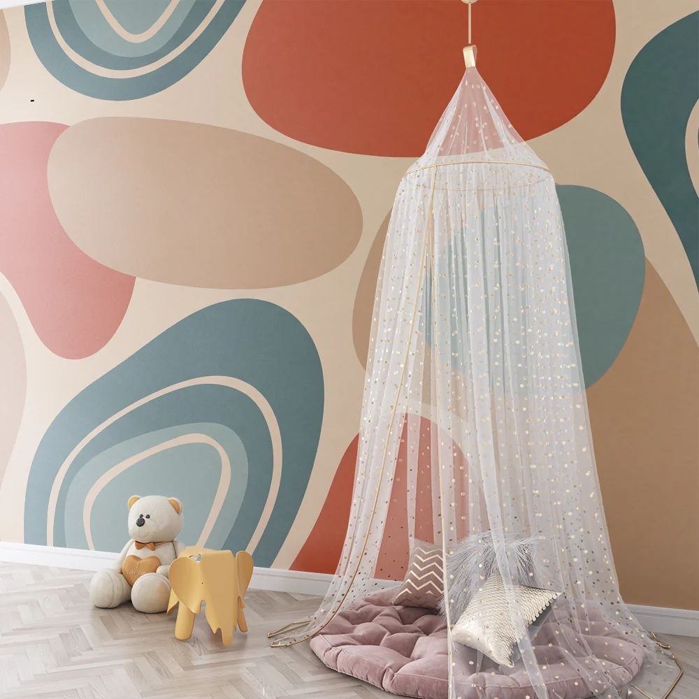 Nursery room wallpaper | Organikus minták puha és meleg árnyalatokban