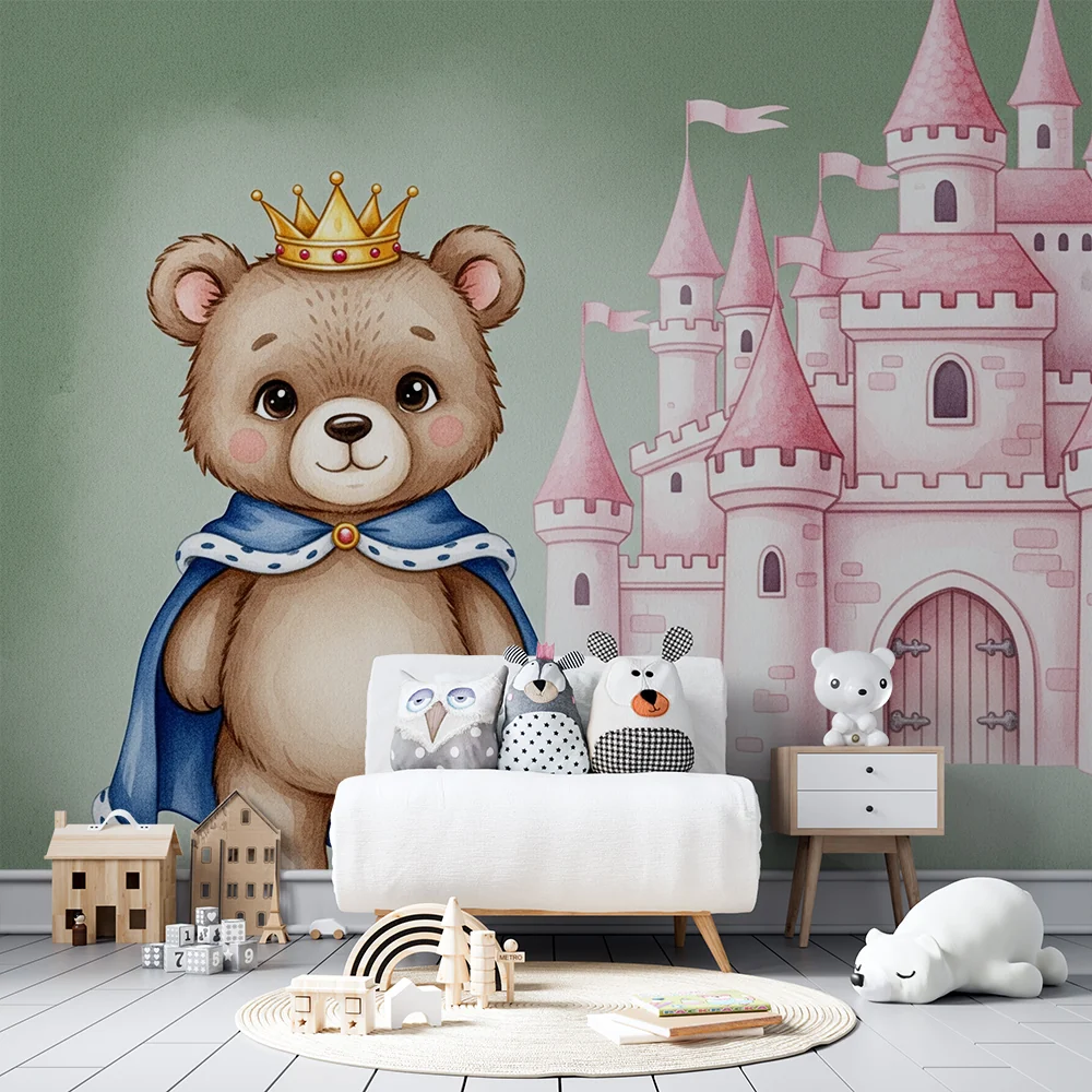 Nursery room wallpaper | Ourson king and fairy castle