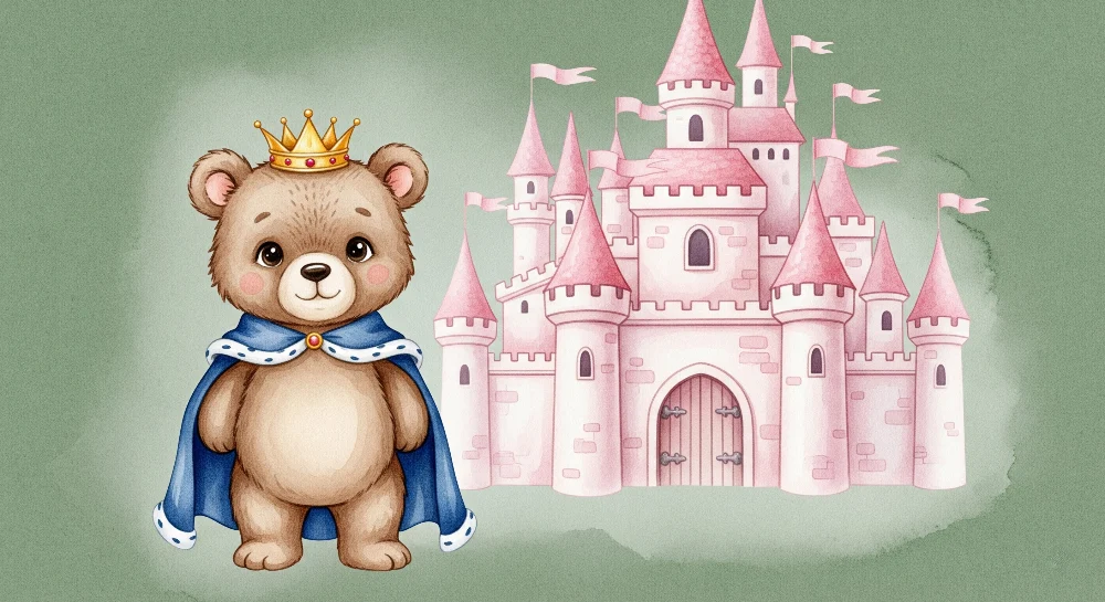 Nursery room wallpaper | Ourson king and fairy castle