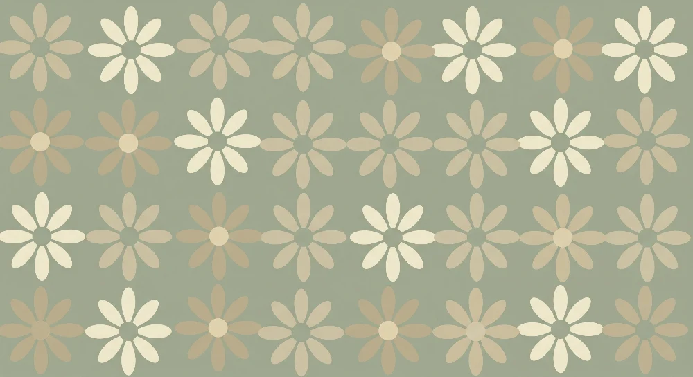Nursery room wallpaper | Pastel-colored flower motifs on green background