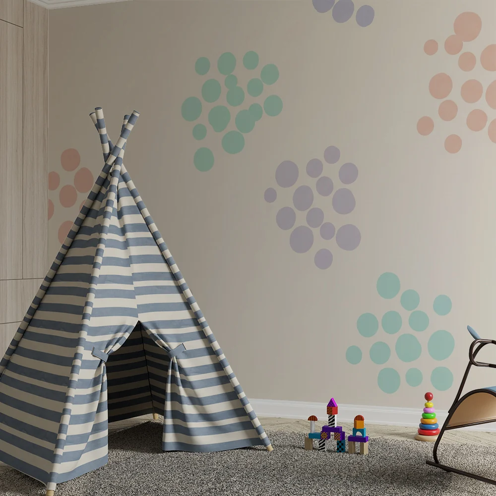 Nursery room wallpaper | Pasztell buborék minták puha háttéren