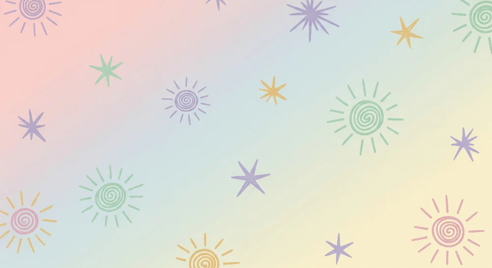 Nursery room wallpaper | Pasztell csillagok és napok puha háttéren