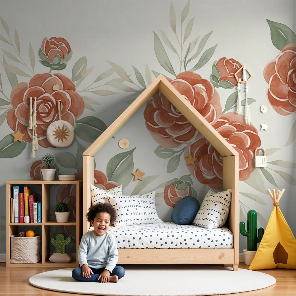 Nursery room wallpaper | Piros rózsák