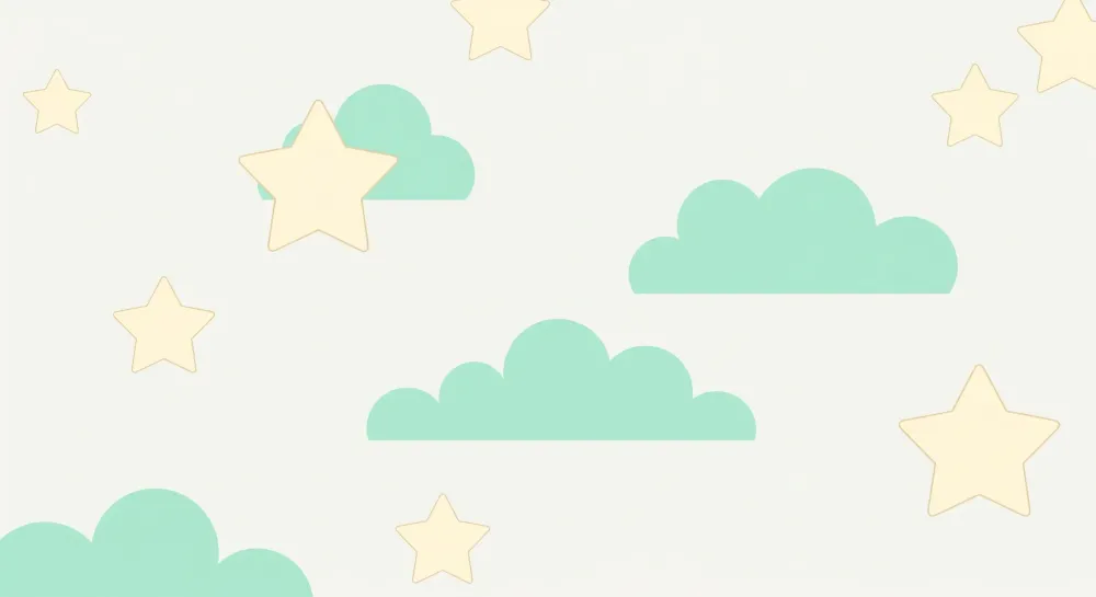 Nursery room wallpaper | Puha felhők és pasztell csillagok egy nyugtató égboltért