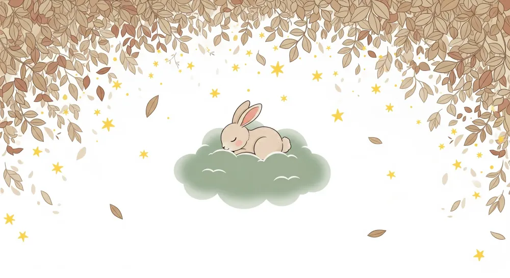 Nursery room wallpaper | Sleeping rabbit on cloud