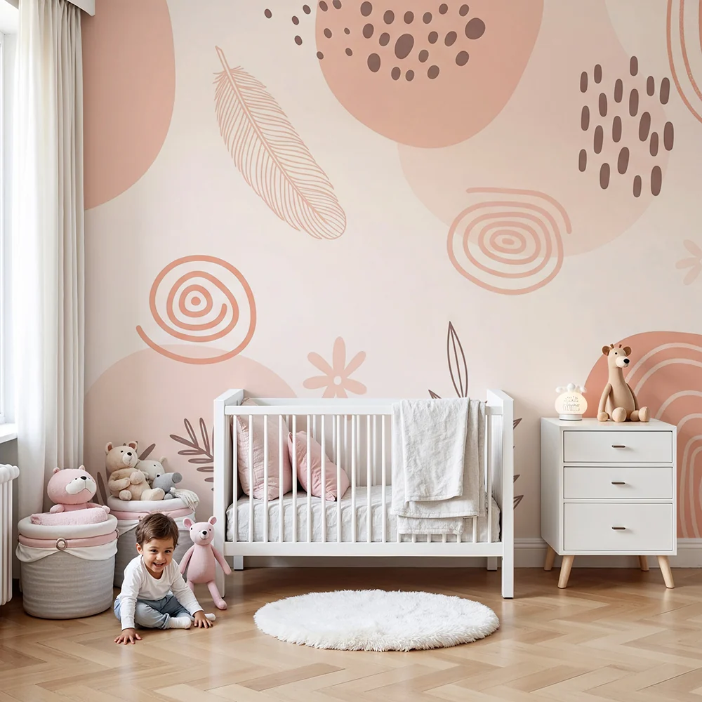 Nursery room wallpaper | Soft abstract patterns organic shapes and natural elements