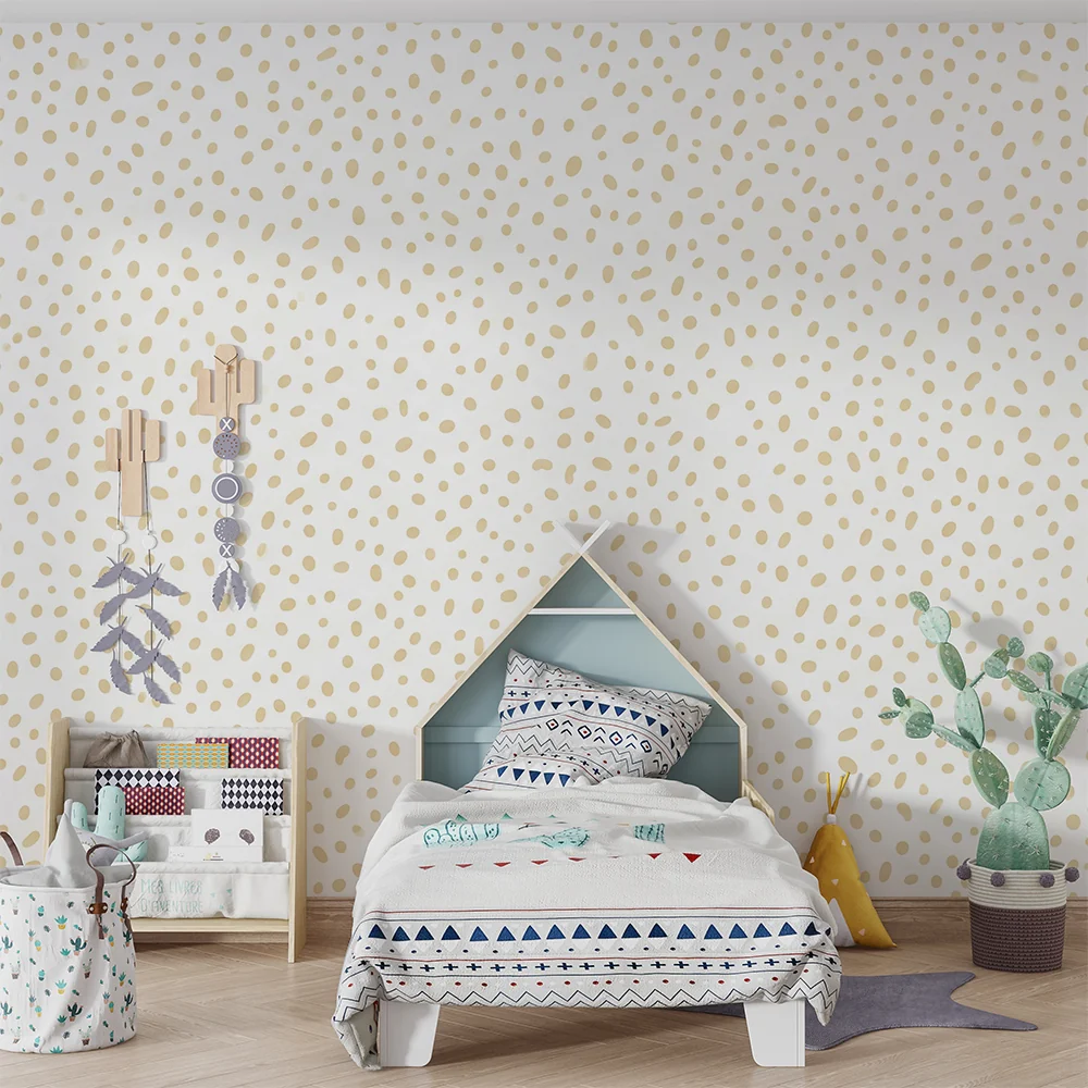 Nursery room wallpaper | Soft beige spot patterns on light background