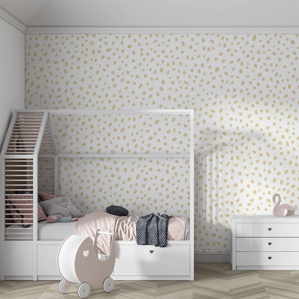 Nursery room wallpaper | Soft beige spot patterns on light background