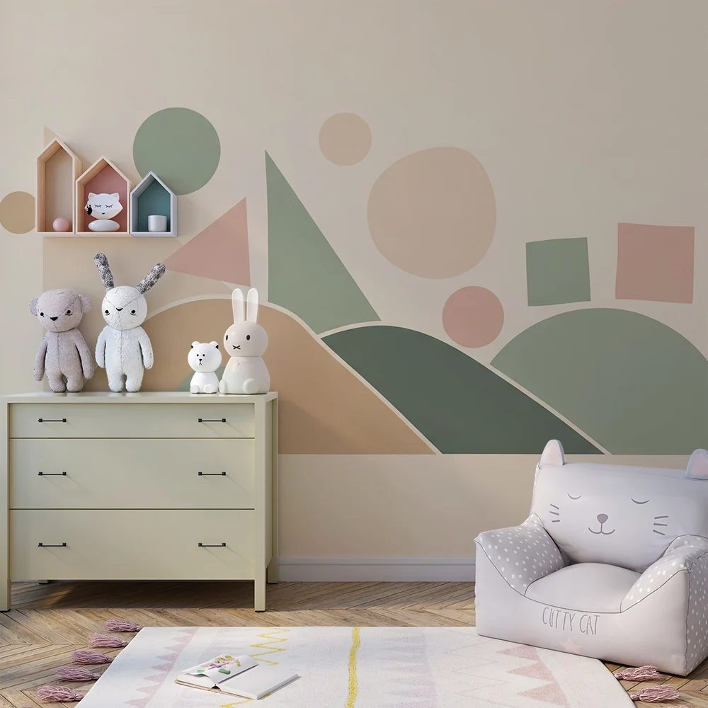 Nursery room wallpaper | Soft geometric shapes and soothing colors