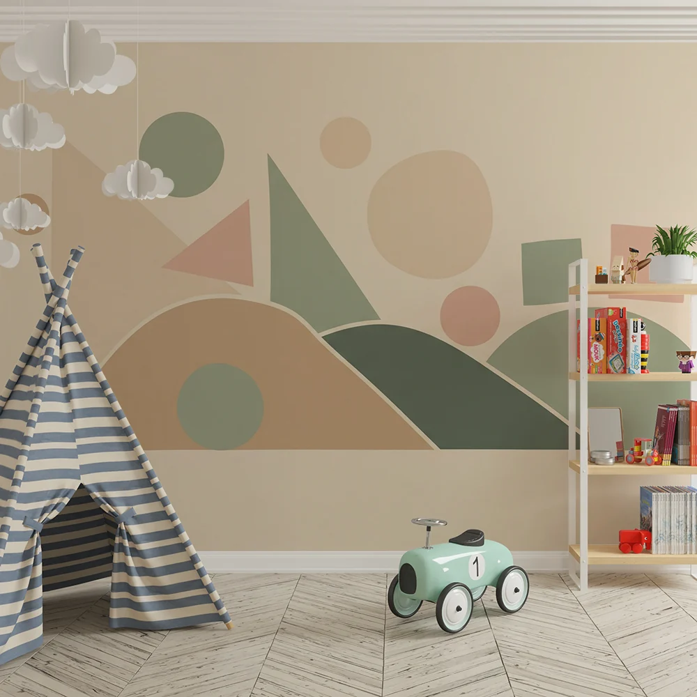 Nursery room wallpaper | Soft geometric shapes and soothing colors