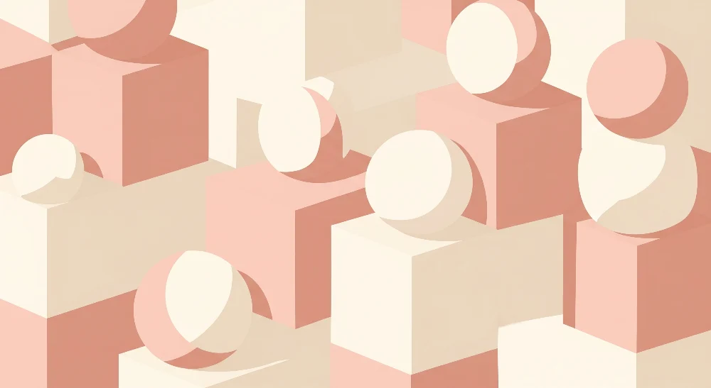 Nursery room wallpaper | Soft geometric shapes pink and beige
