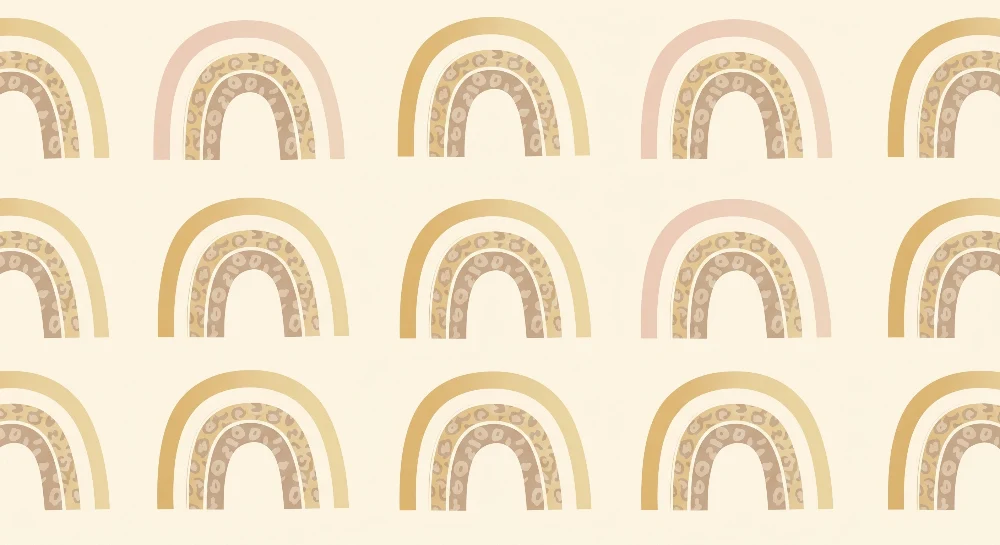 Nursery room wallpaper | Soft rainbows and animal patterns
