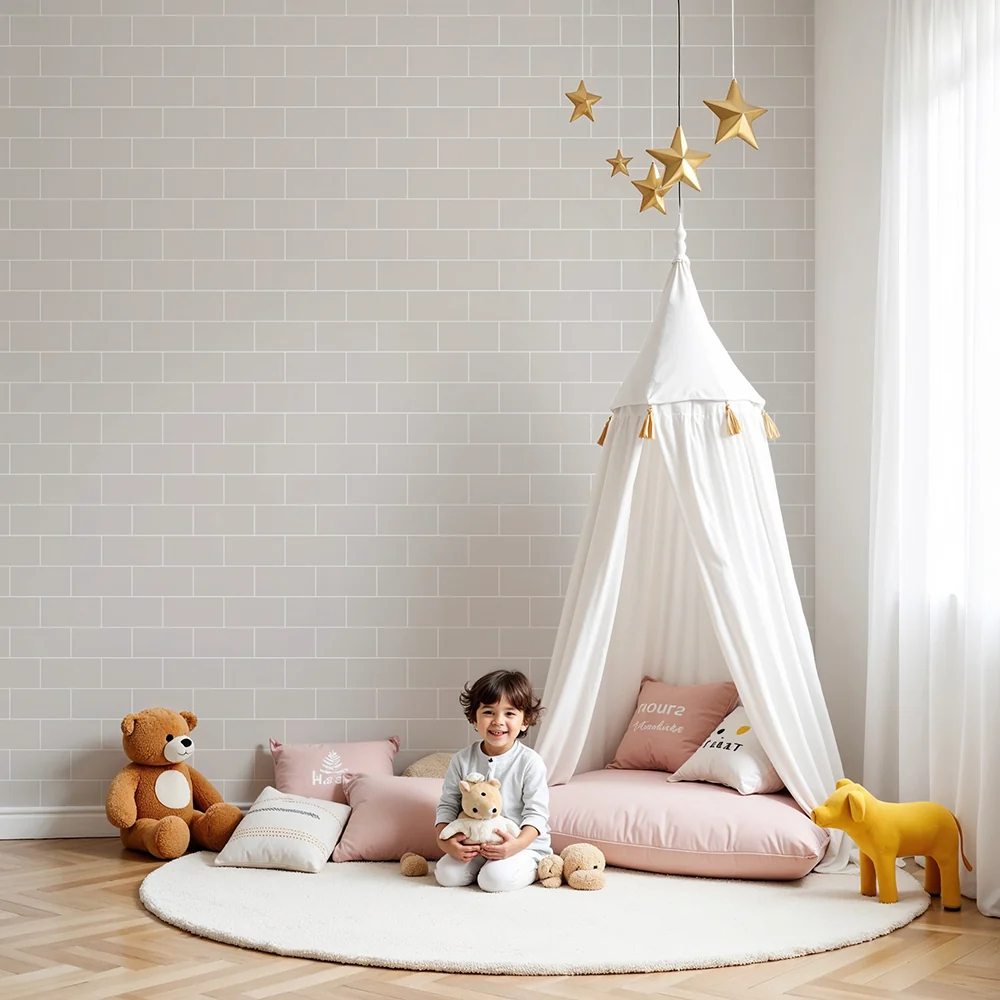 Nursery room wallpaper | Soft and soothing brick pattern