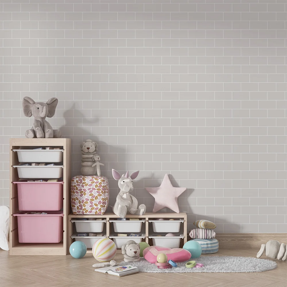 Nursery room wallpaper | Soft and soothing brick pattern