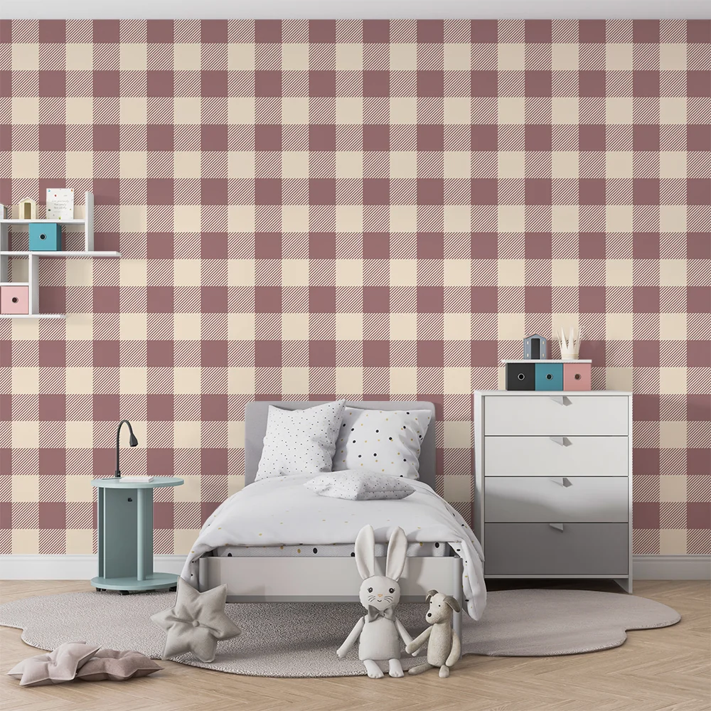 Nursery room wallpaper | Soft tile pattern beige and pink