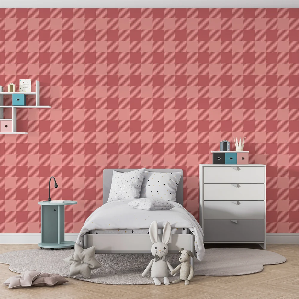 Nursery room wallpaper | Soft and warm pink tile pattern