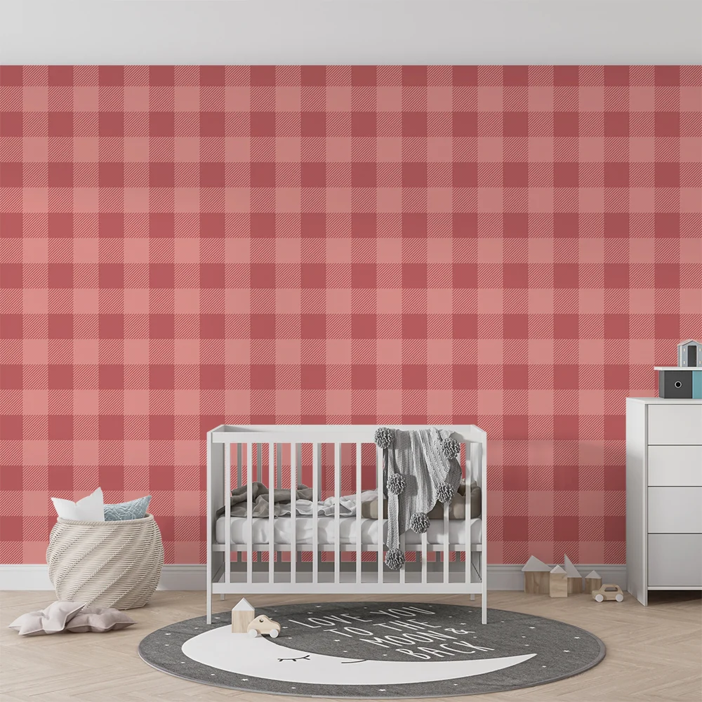 Nursery room wallpaper | Soft and warm pink tile pattern