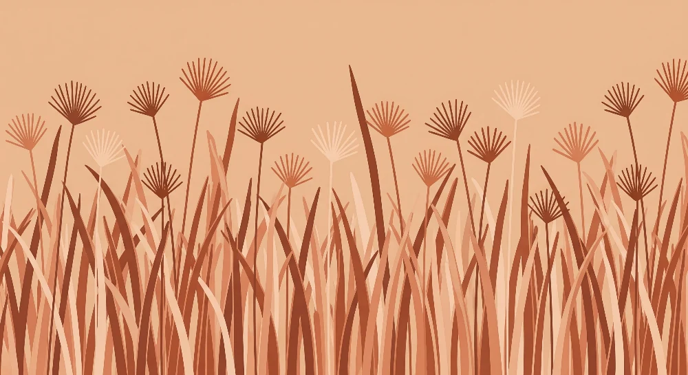 Nursery room wallpaper | Stilizált virágmező terrakotta árnyalatokban