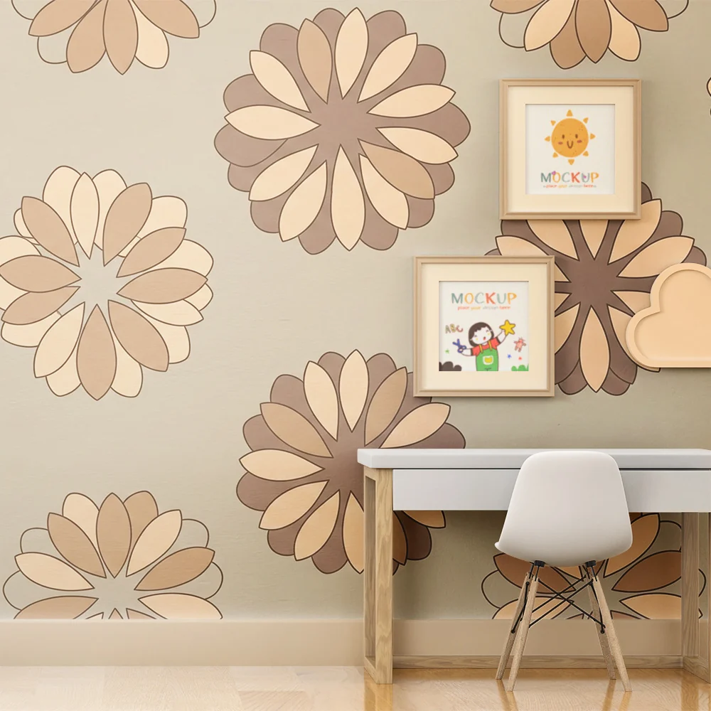 Nursery room wallpaper | Stylized flowers soft tones